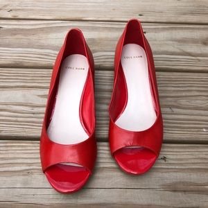 Cole Haan Peep Toe Slip On Wedges Size 5B